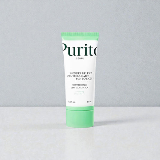 Loción solar con centella PURITO Wonder Releaf FPS | Calma y protección diaria