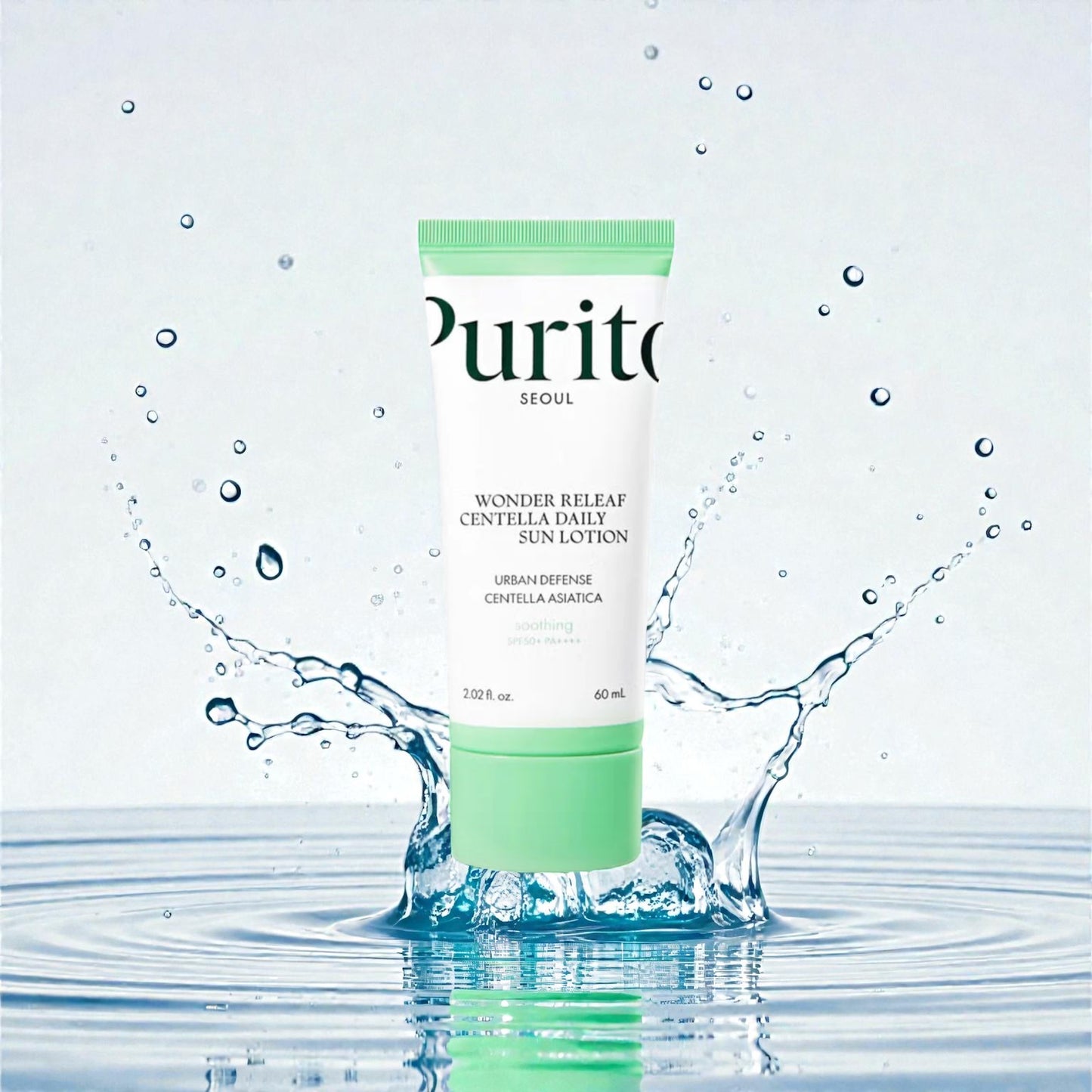 Loción solar con centella PURITO Wonder Releaf FPS | Calma y protección diaria